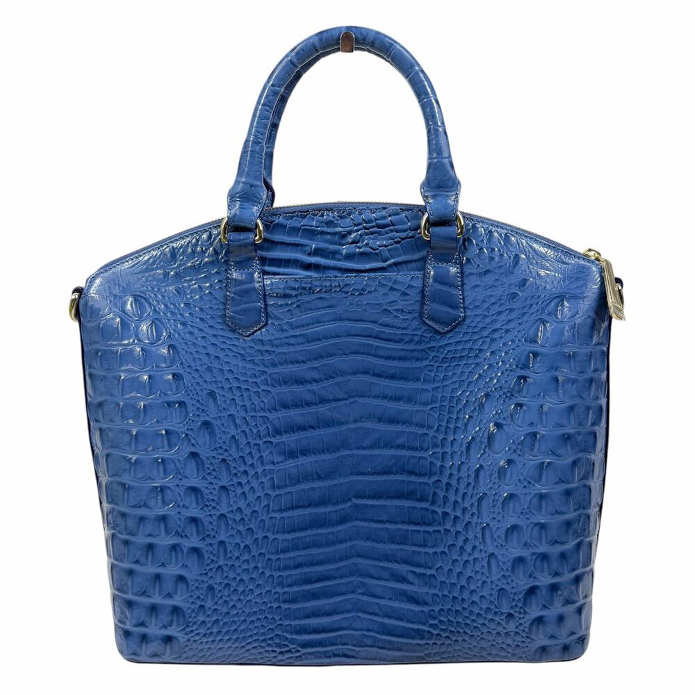 Brahmin Large Duxbury Satchel Bag Melbourne Irish Blue Leather Croc - Picture 6 of 15